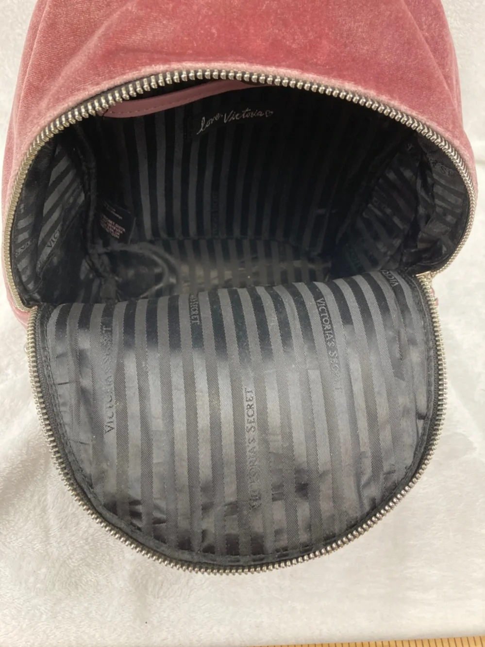 Victoria’s Secret Love Victoria Pink Velveteen Mini Backpack 10” x 8” - Picture 11 of 16